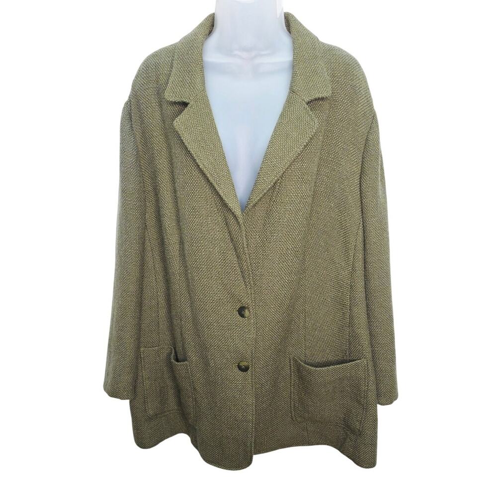 J.Jill Women's 3X Wool Blend Blazer Olive Green 2 Button Academia Preppy